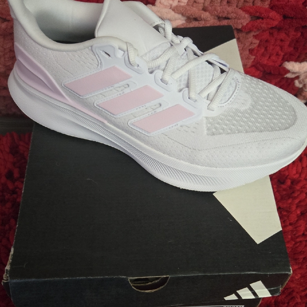 adidas White and Pale Pink Women's Running Sneakers